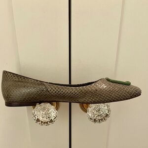 Tory Burch Green Snakeskin Women's Flats